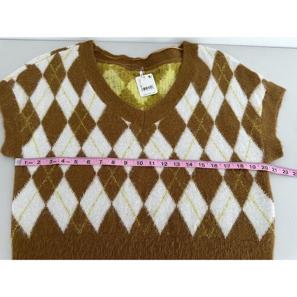 Free People Vest Sweater Women Size S Checkered Preppy top - Picture 10 of 15